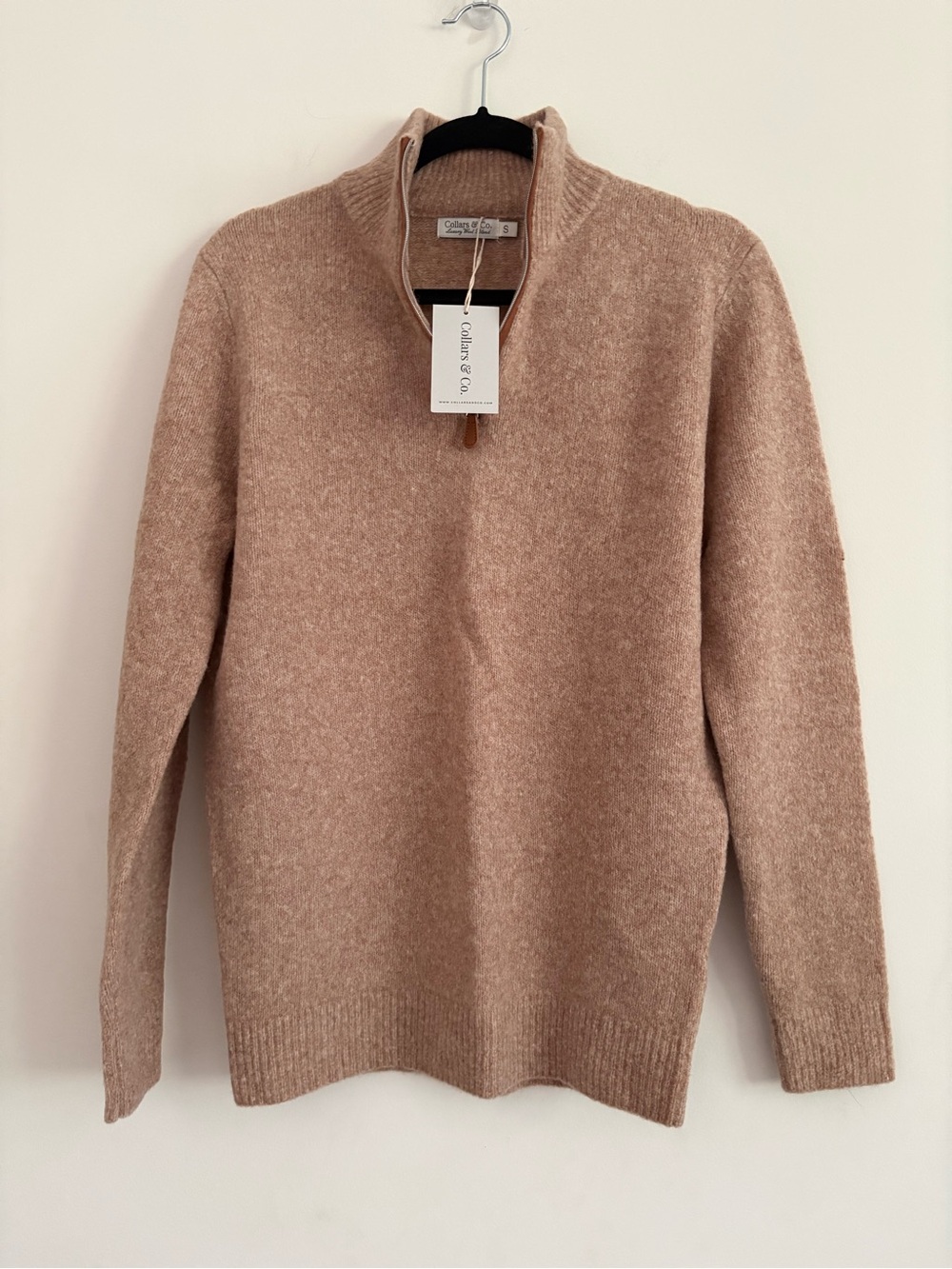 Collars & Co. Men's Half-Zip Sweater in Taupe
